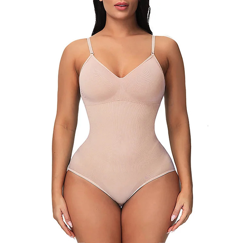 Seamless Shapewear Bodysuit For Women Tummy Control Butt Lifter Body Shaper Invisible Under Dress Slimming Strap Thong Underwear 250321
