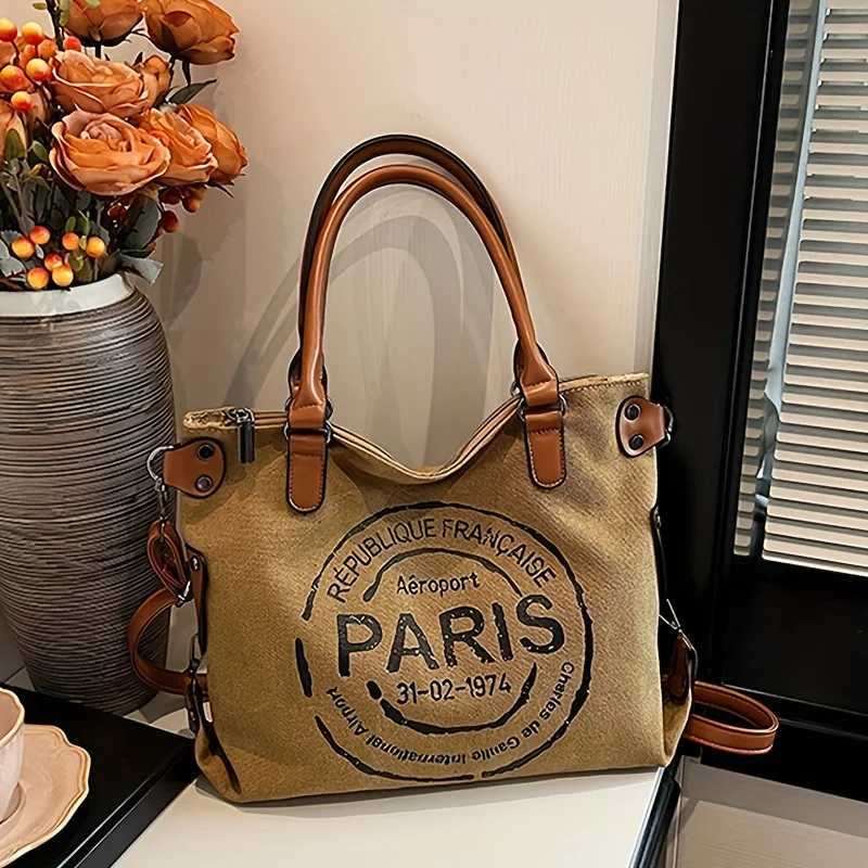 Vintage-Inspired Canvas Letter-Themed Crossbody - Durable Spacious - Perfect for Work Travel School or Vacation Y250319