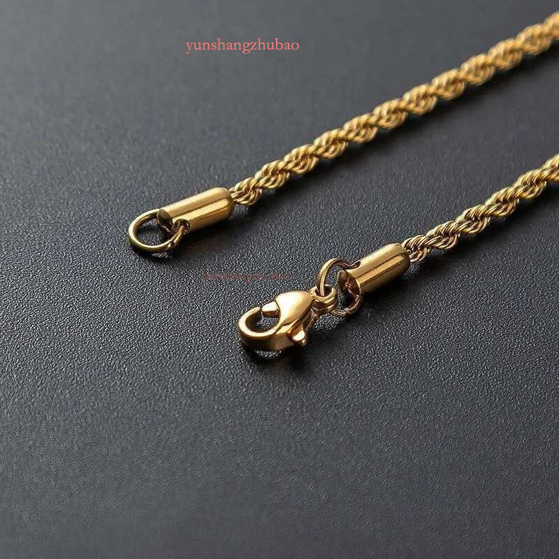 designer jewelry women gold necklace High Quality Gold Plated chain Stainless Steel Necklace For Women Men Golden rope chains gift 2-5mm