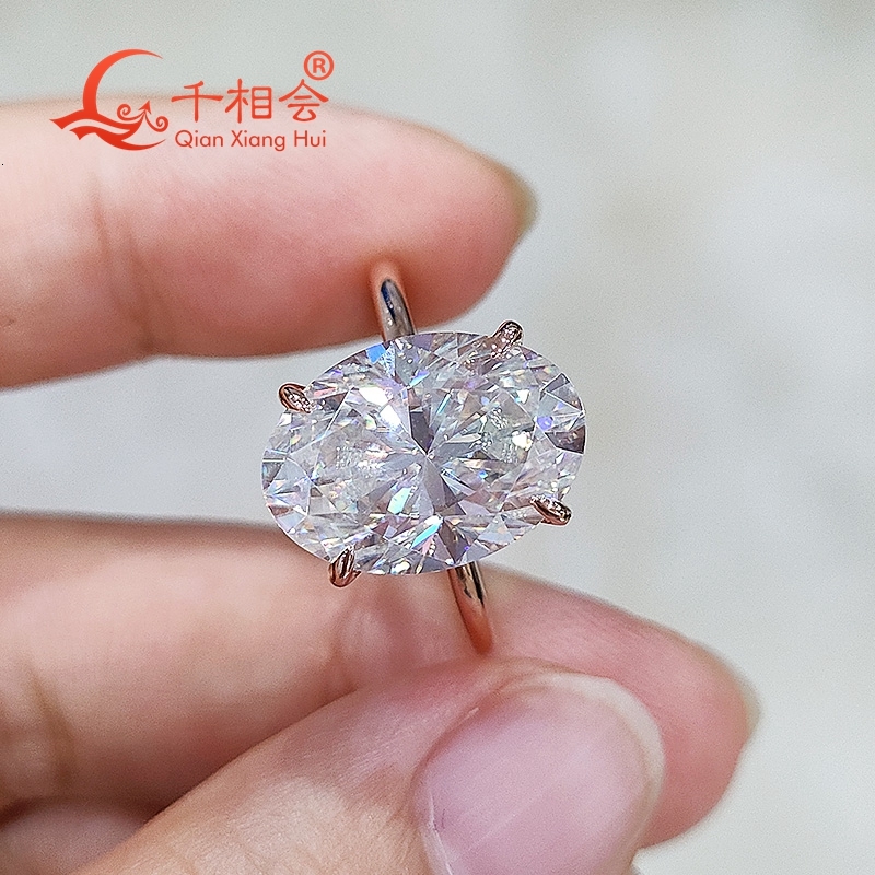 8ct 10*14mm oval Pigeon eggs ring D vvs white moissanite S925 Sterling Silver Jewelry wedding Ladies