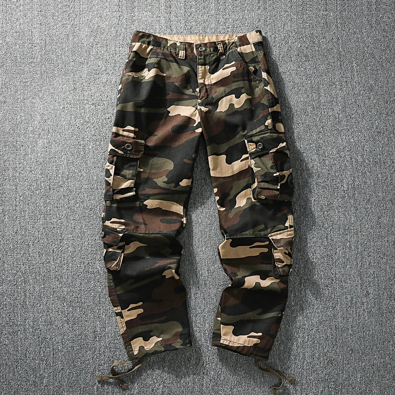 Men Tactical Pants Cargo Trousers Fashion Casual Sports Outfits Camo Pants Loose Straight Pants 250320