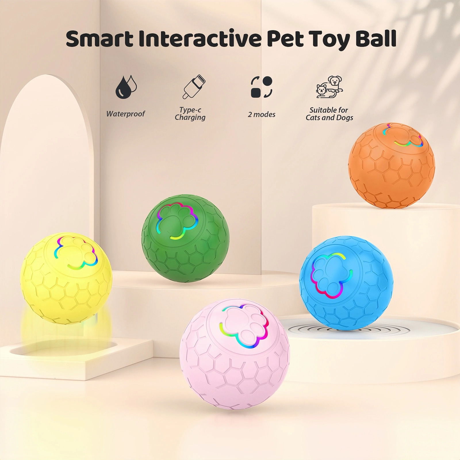 Intelligent dog toy ball USB automatic movement bouncing ball dog toy rechargeable bite resistance electric interactive pet toy 250318