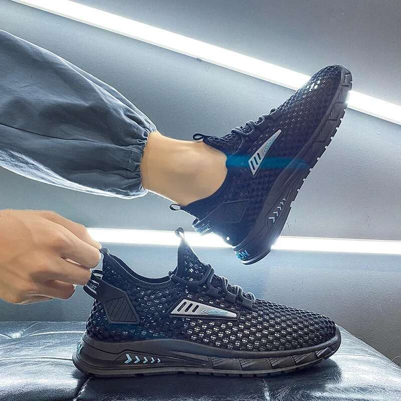 Men's Summer Breathable Mesh Lightweight Running Soft Bottom Sports Casual Shoes Trendy Hollow Out Comfortable Slip-Ons