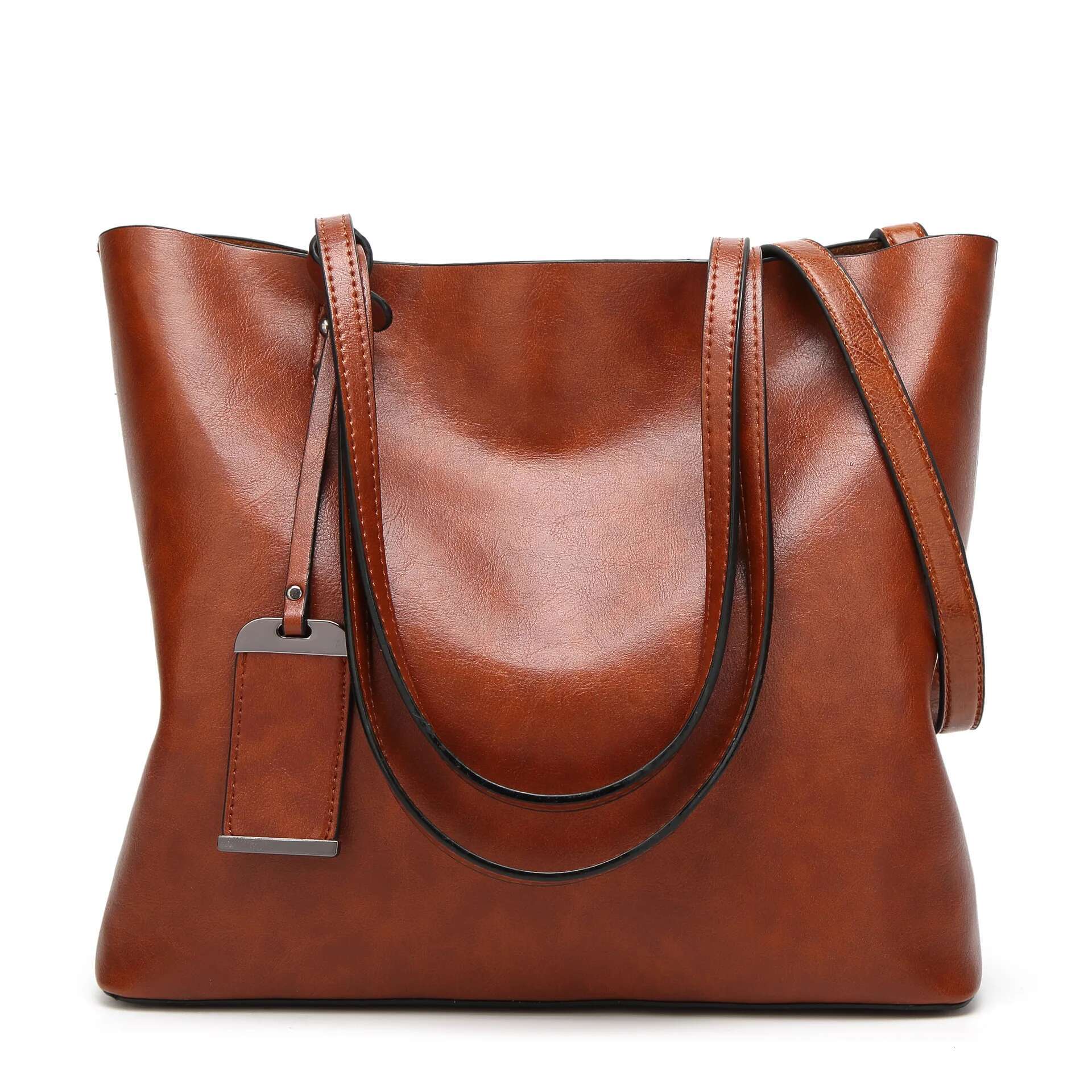 Totes Wa Leather Bucket Bag Girl Simple Double Strap Handbag Shoulder Bags For Women Tote Sac Bolsa Feminina Shoulder Bags