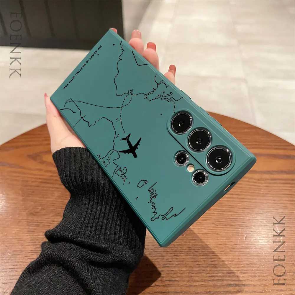 Silicone phone case suitable for Galaxy S25 S24 Ultra S23 S22 S21 S20 Ultra FE Plus Note 10 20 Lite airplane route design coverXJ250321