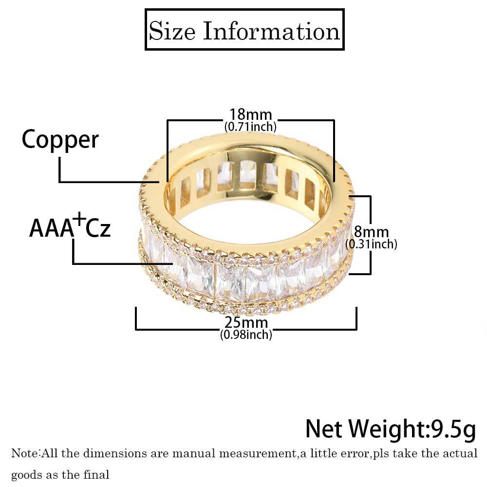 8mm Hip Hop Round Cubic Zirconia Cz Eternity Band Ring Fine Jewelry For Men Gifts For His