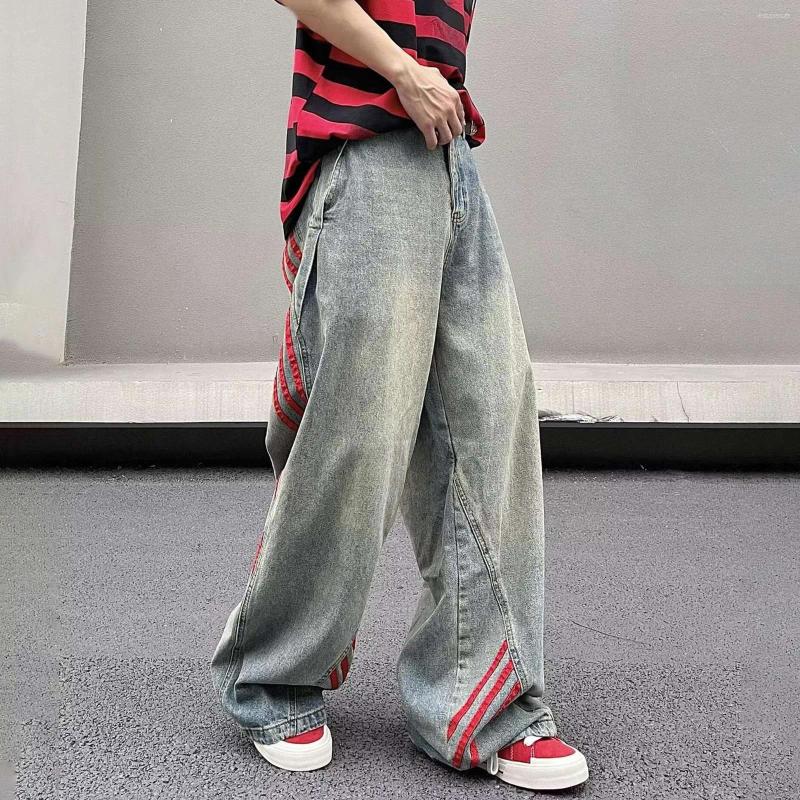 Men's Jeans High Street Style Jeas Hip Hop Loose Fit Straight Wide Leg Casual Comfortable Relaxed Denim Pants For Everyday Wear