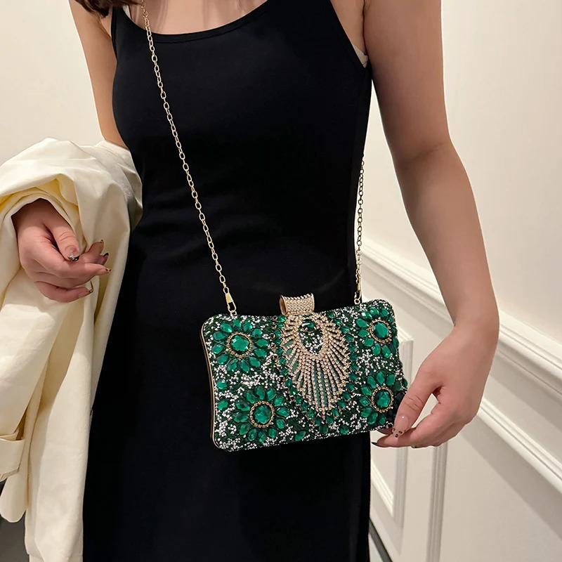 ious and sparkling Rheinstone evening clutch bag suitable for womens wedding parties dinner gemstone cross body ner handbag 250326