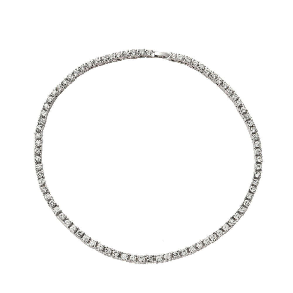 5mm round tennis necklace, high-end niche accessories, men's and women's alloy hip-hop style jewelry necklace