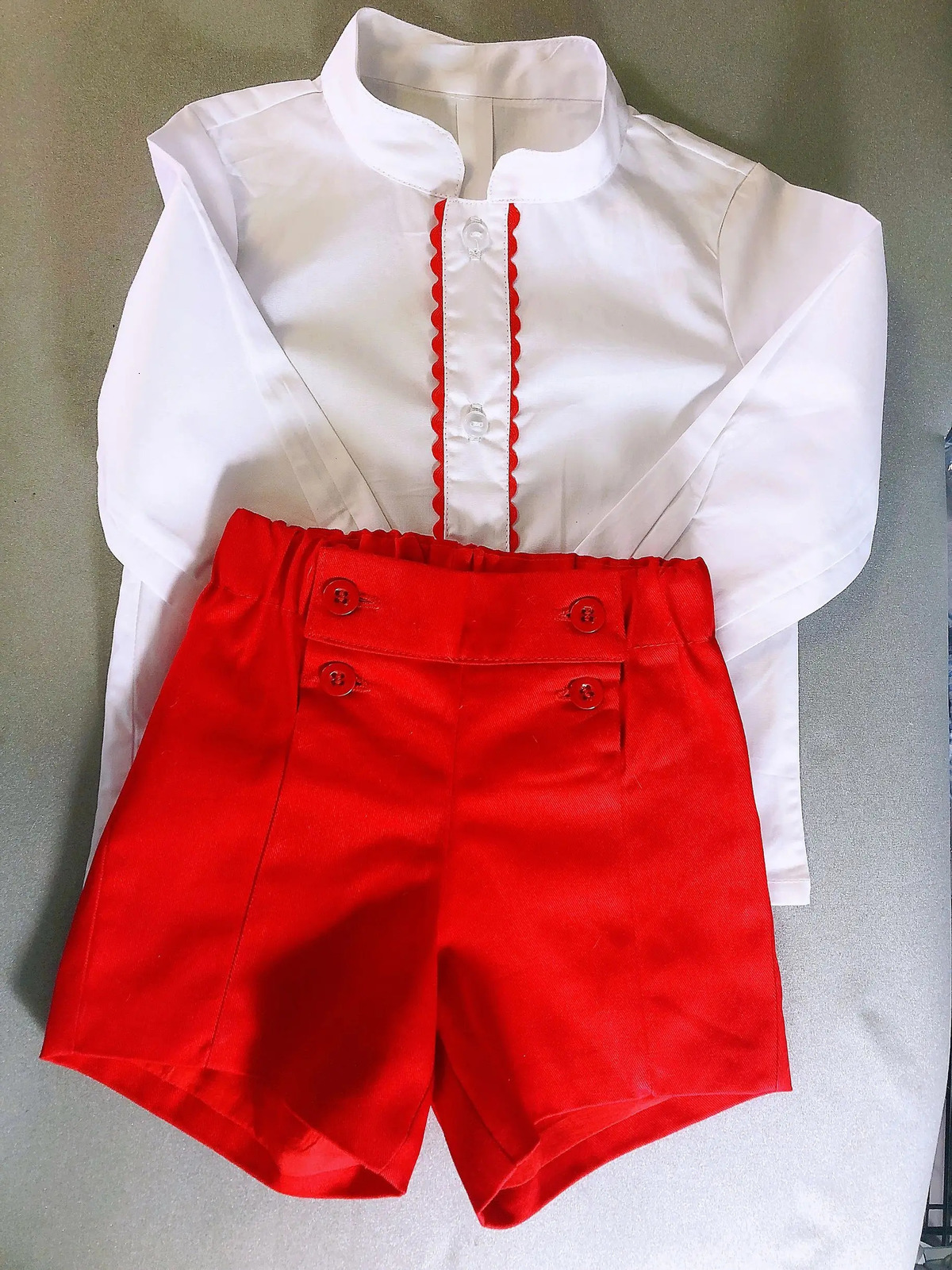 Spanish Toddler Boys Clothes Set Baby Baptism Boutique White Shirt Red Shorts Boy Birthday Wedding Party Christening Outfits 250320