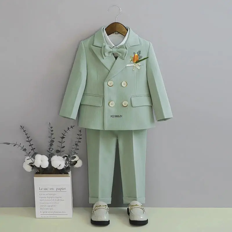 Flower Boys Pography Suit Baby Kids Formal Ceremony Costume Children Birthday Wedding Party Dress Performance Tuxedo Set 250320