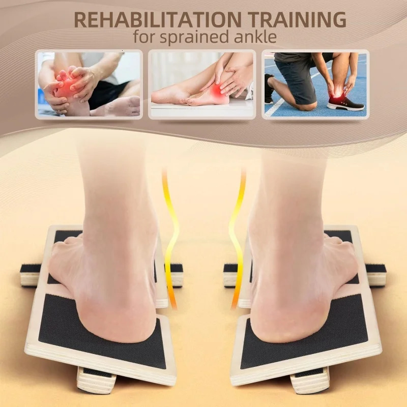 Single Foot Balance Board Ankle Strengthener Exerciser Sprained Non-slip Wood Wobble Board Physical Therapy Posture Corrector 250321