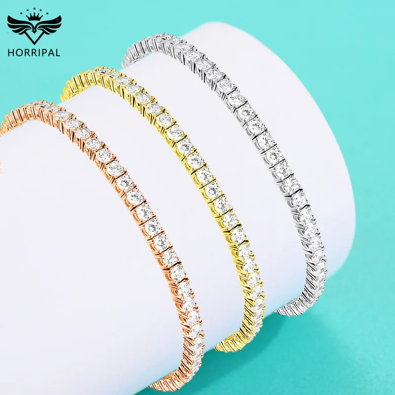 2.5-6.5MM D VVS1 Moissanite Tennis Bracelet for Women Man Sterling Silver Plated 18K White Gold Sparkling Party Bracelet Jewelry