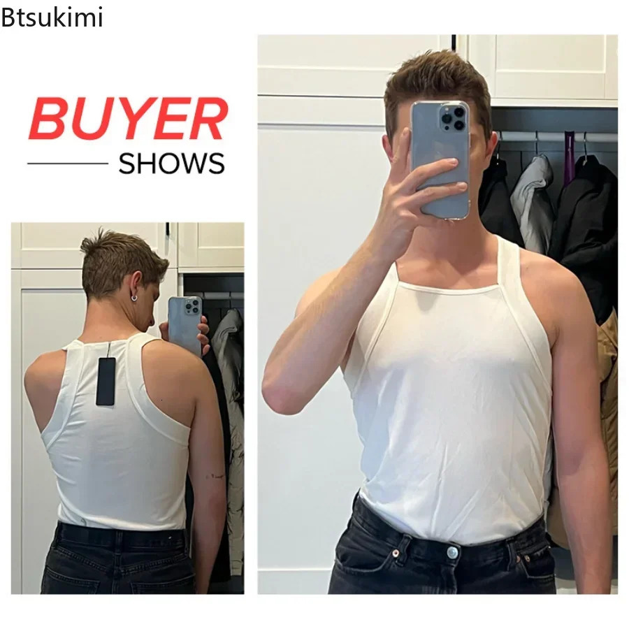 Mens Summer Casual Tank Tops Solid O-neck Streetwear Sexy Skinny Loose Sports Vests Male Sleeveless Gym Shirt Tank Tops 250320