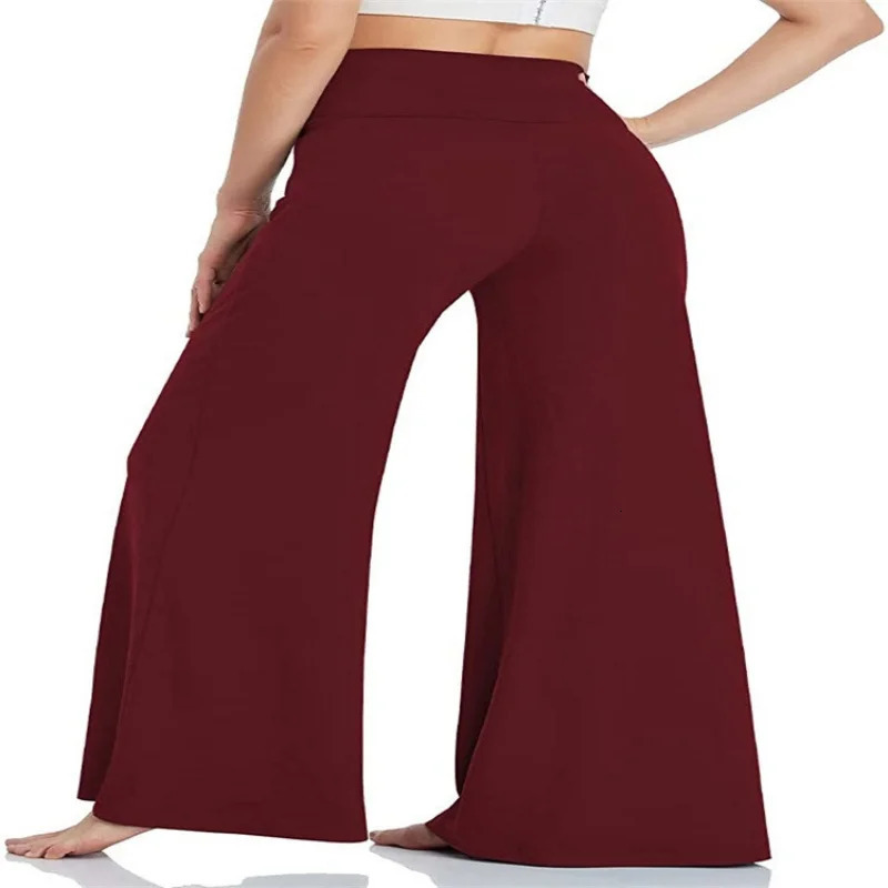 Fashionable womens oversized luggage pants elegant solid elastic waist straight basic casual loose office Trouser 250320