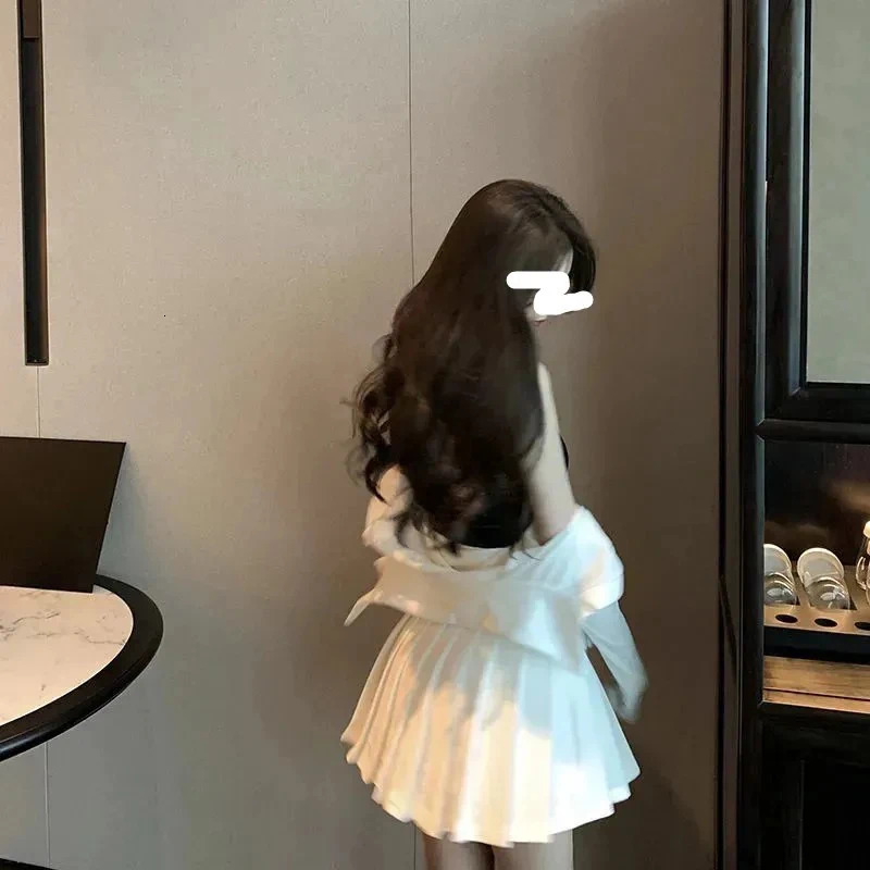 MEXZT Sexy Black Mini Skirt Women Harajuku Streetwear White Pleated Skirts Summer Preppy Korean Fashion A Line Tennis Faldas 250320