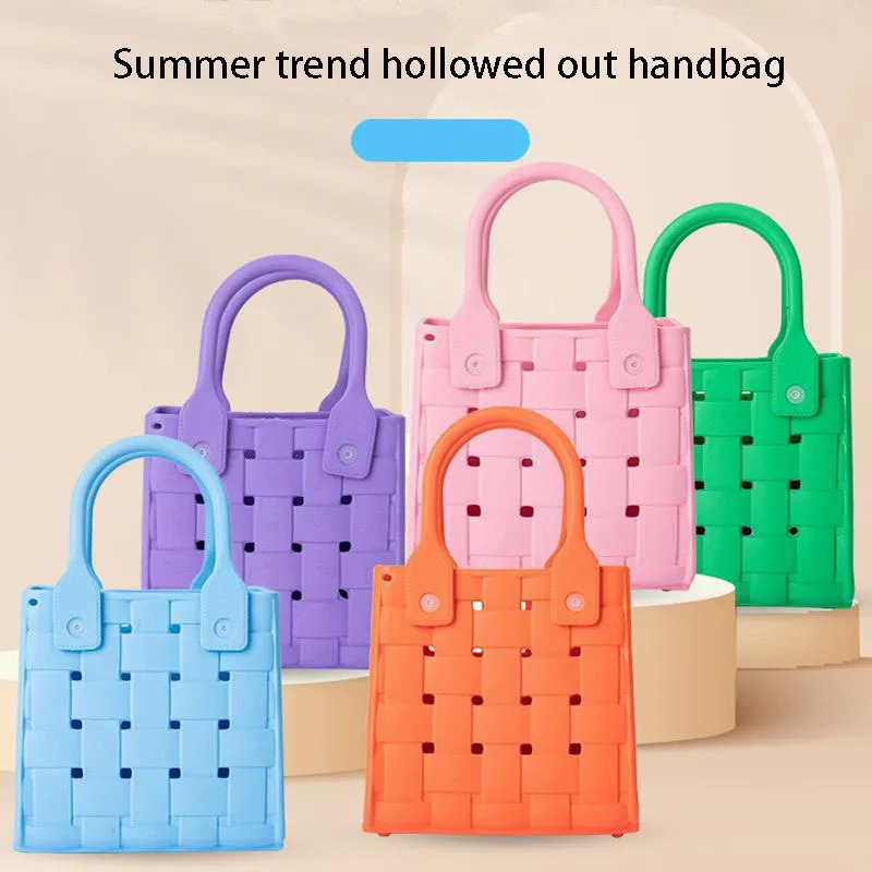 Beach Tote EVA Basket with Sand Waterproof Travel Bag Sandproof Handbag Multi-Purpose Storage Bag for Boat Pool Sports Gym R250321