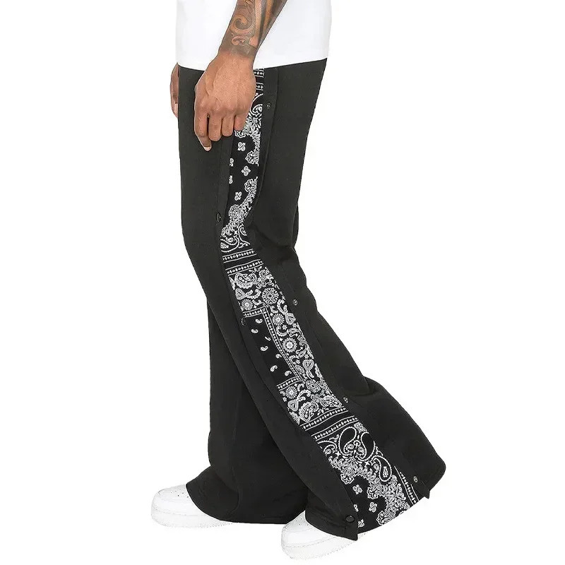 Spring and summer street hiphop provides men with casual sports pants loose open top flower wide leg 250320