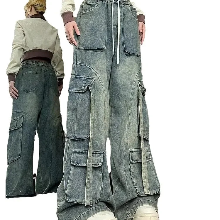 Washed Vintage American Style Womens Jeans Loose Drapey Slimming Long Trousers Spring Arrival High Street Fashion 250320