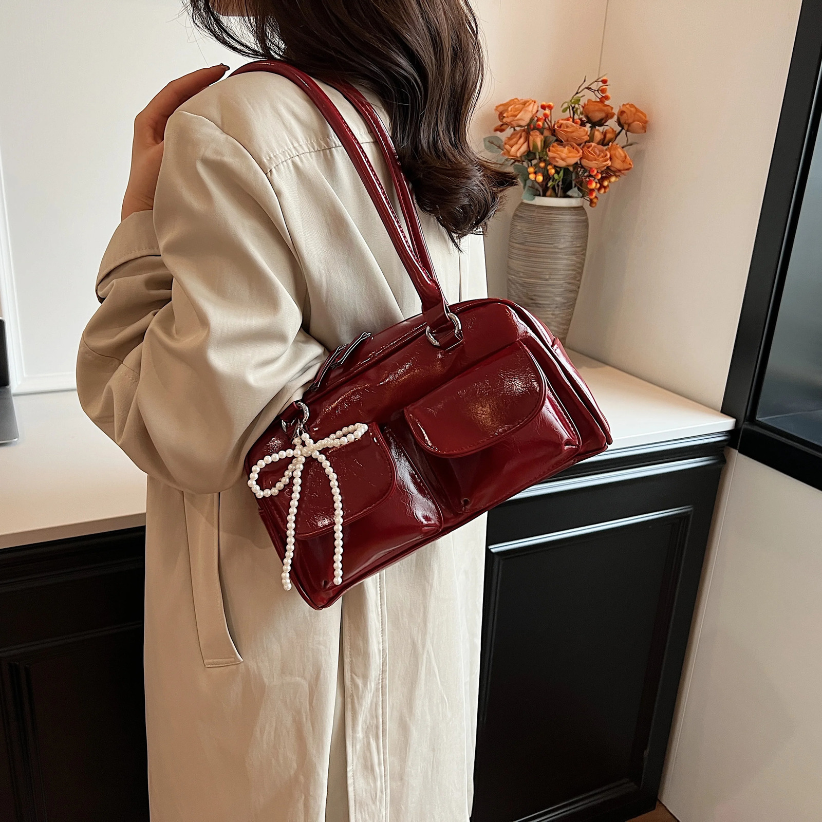 Fashionable Underarm Bow Bag for Women Korean Edition Simple Leisure Pillow Trendy Versatile Shoulder 250320