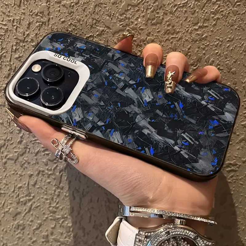 Forged Carbon Fiber Printing Phone Case for 16 15 14 12 11 Pro Max XS X XR 8 7 Plus SE 2020 Shockproof PC Back CoverXJ250321