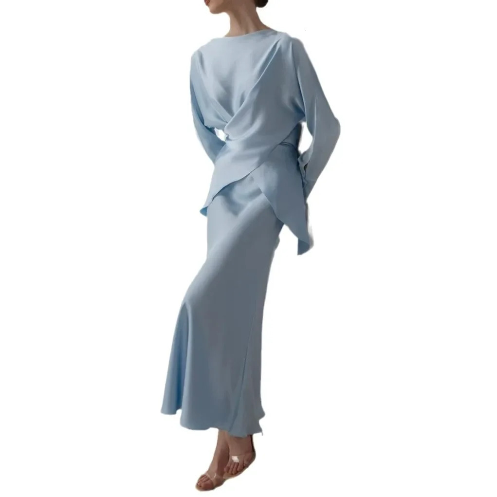 Elegant long sleeved top 2-piece set womens set European and American style freestanding made in China 250318