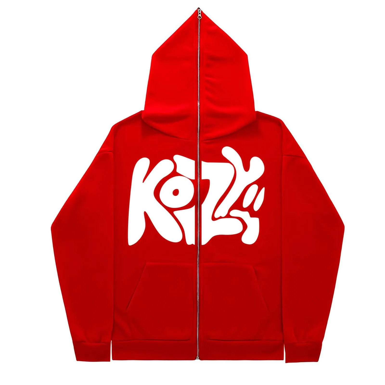 2024Unisex Hooded KOZY Printed Trendy Full Face Zipper American Retro SweatshirtLongSleeved Fashion Loose Lazy Hoodie 250110