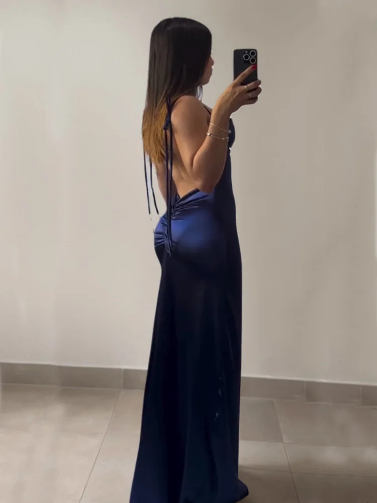 Sexy Bodycon Long Dress Women Summer Vintage Backless Strapless Ruffles Fork Party Club Elegant Evening Dresses Lace Up Vestidos 250320