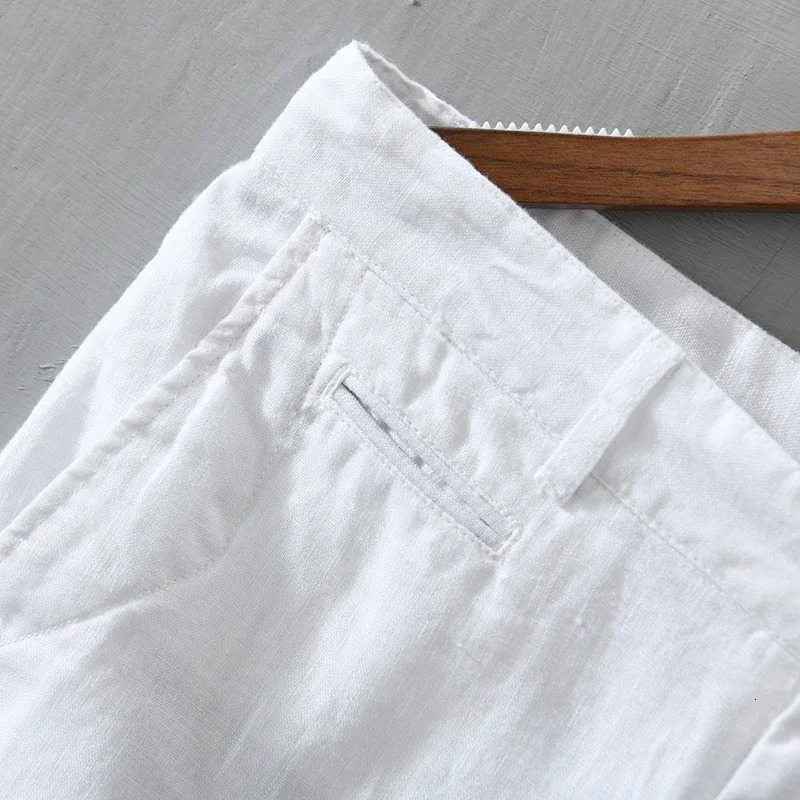 Pure Linen Shorts for Men Summer Fashion Solid White Loose Holiday Shorts Man Casual Plus Size Button Fly Short Pants 250320