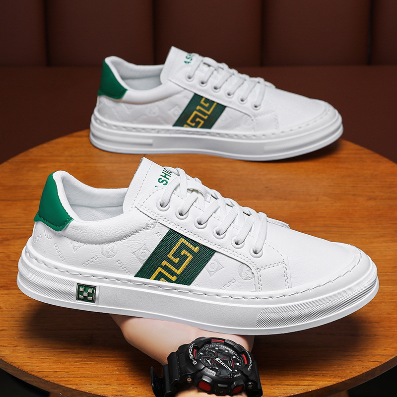 Men Fashion Shoes 2025 New arrival Embossed Breathable Athleisure Style Trend Versatile White Shoes Comfortable White Black Free shipping