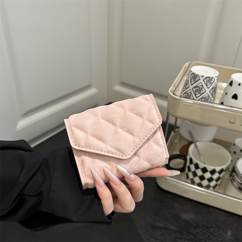 2025S Trend Designer Mini Wallet Small Square Spring And Summer New Style Western S With Dia Grid Embroidery Thread Handheld Card Bag For Women