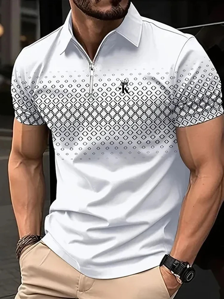 Business Mens Golf Polo Short Sleeve Shirt Outdoor Casual Daily Streetwear Summer 3D Print Microelastic Polyester 250320