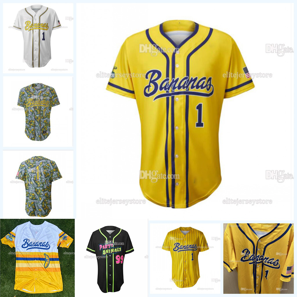 Savannah Bananas Baseball Jersey Noah Bridges Jackson Olson Eric Jones Noah Niznik Adam Virant Zack Gillum Reese Alexiades Ryan Cox Kyle Luigs Eric Jo