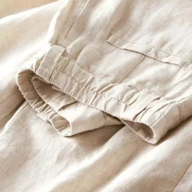 Summer Baggy Cotton Linen Pants Women Elegant High Waist White Wide Leg Pants Woman Casual Loose Straight Streetwear Bottom 250320