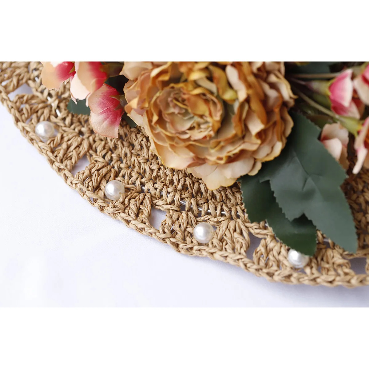 Sun hat floral fashion style bucket hat multi-color folding Sun Crochet hat suitable for beach tourism and vacation handmade straw hats 250320