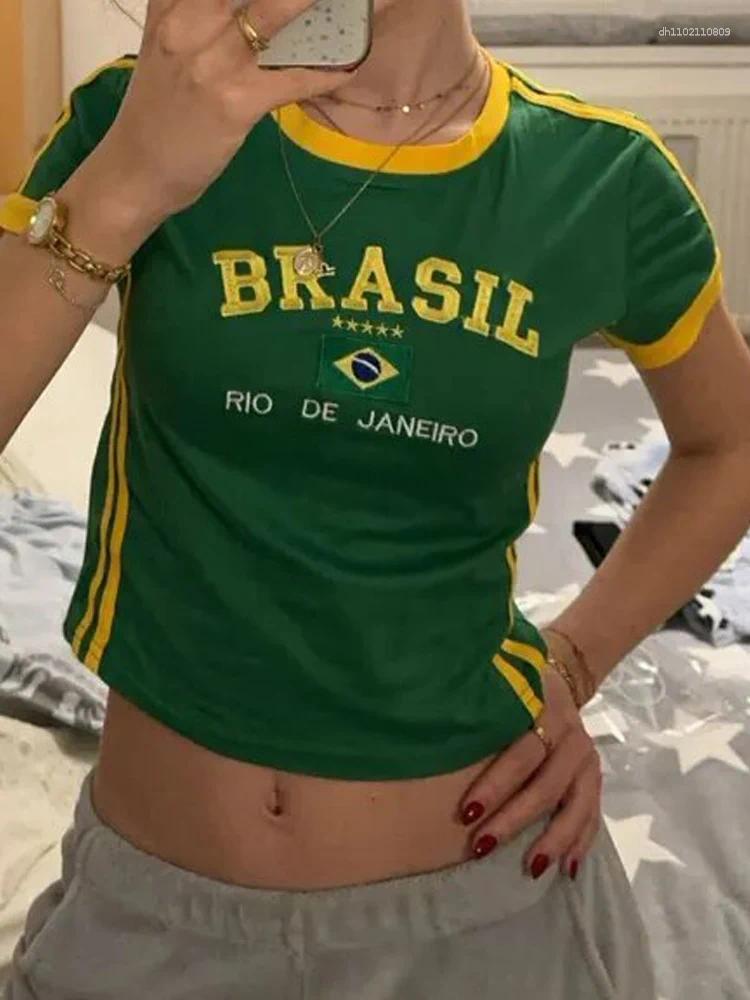 Men's T Shirts Brazilian Letter Gothic Cut Top Street Clothing Plaid T-shirt Retro Short Sleeved Summer EMO