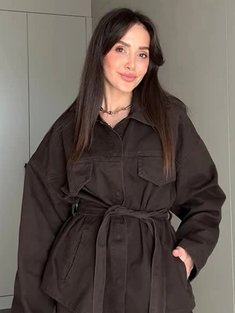 Street Cowboy 2-piece Set for Women Full Sleeve Single Chest Jacket Wide Leg Jeans Womens Set Spring/Summer 250320