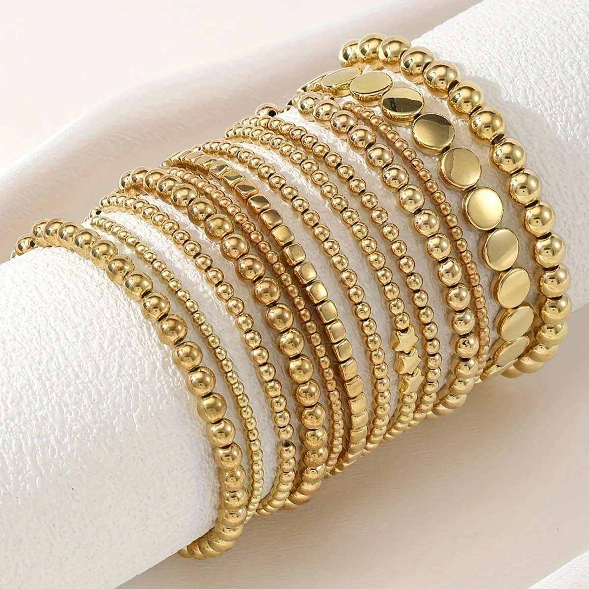 Vintage CCB Bead Beaded Bracelet Creative Flat Bead Star Bead Bracelet Set for Womens Bohemian Daily Versatile Jewelry Gifts 250318