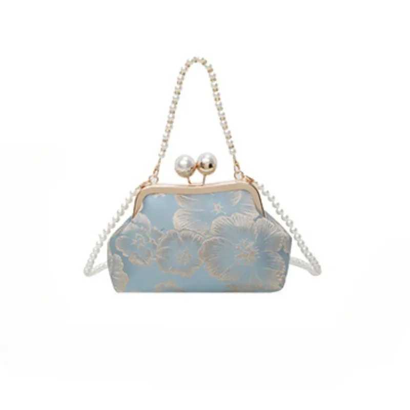 2025 New Hot Selling Fashion Pearl Frame Cross Bag Flower High Quality Pearl Feeling Luxury Elegant Shoulder Bag Y250320