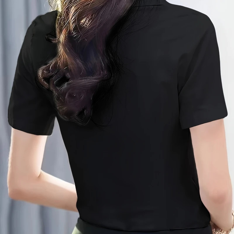 Womens Short sleeved Shirt Summer Elegant Womens Clothing Basic Formal Dress Shirt Womens OL Solid Womens Top 250320