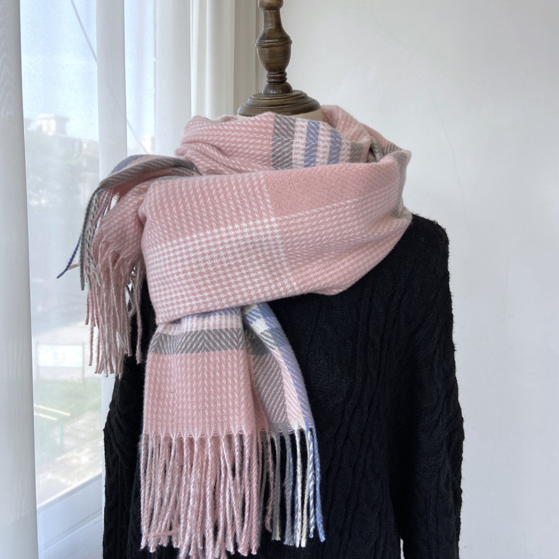 K191 Versatile plaid scarf women 2024 new autumn and winter Korean version sweet imitation cashmere scarf wholesale thick warm shawl
