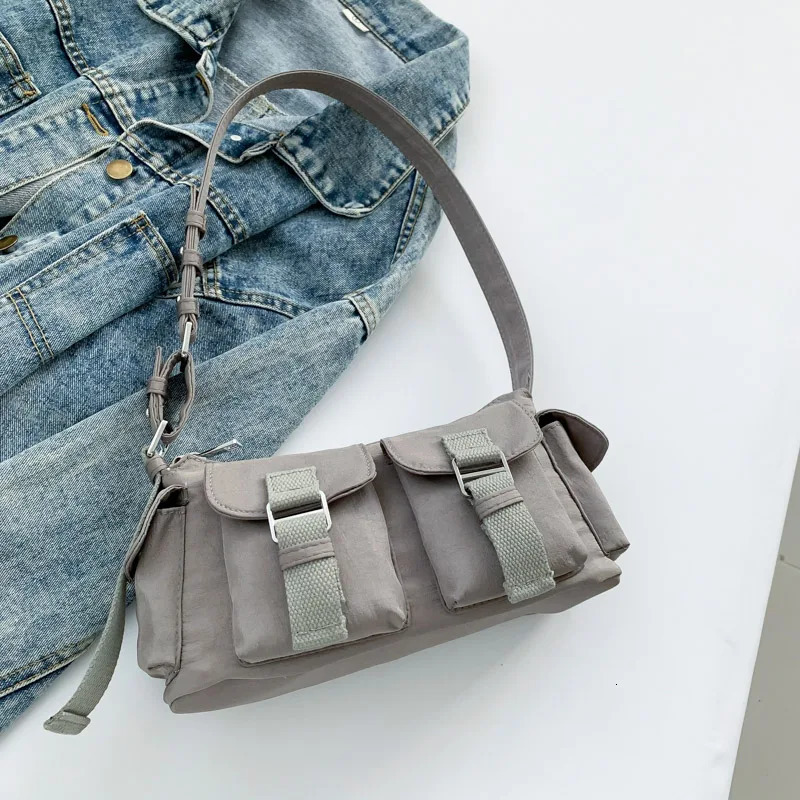 Womens shoulder bag casual multi pocket handbag lightweight nylon fashionable travel wallet 250320