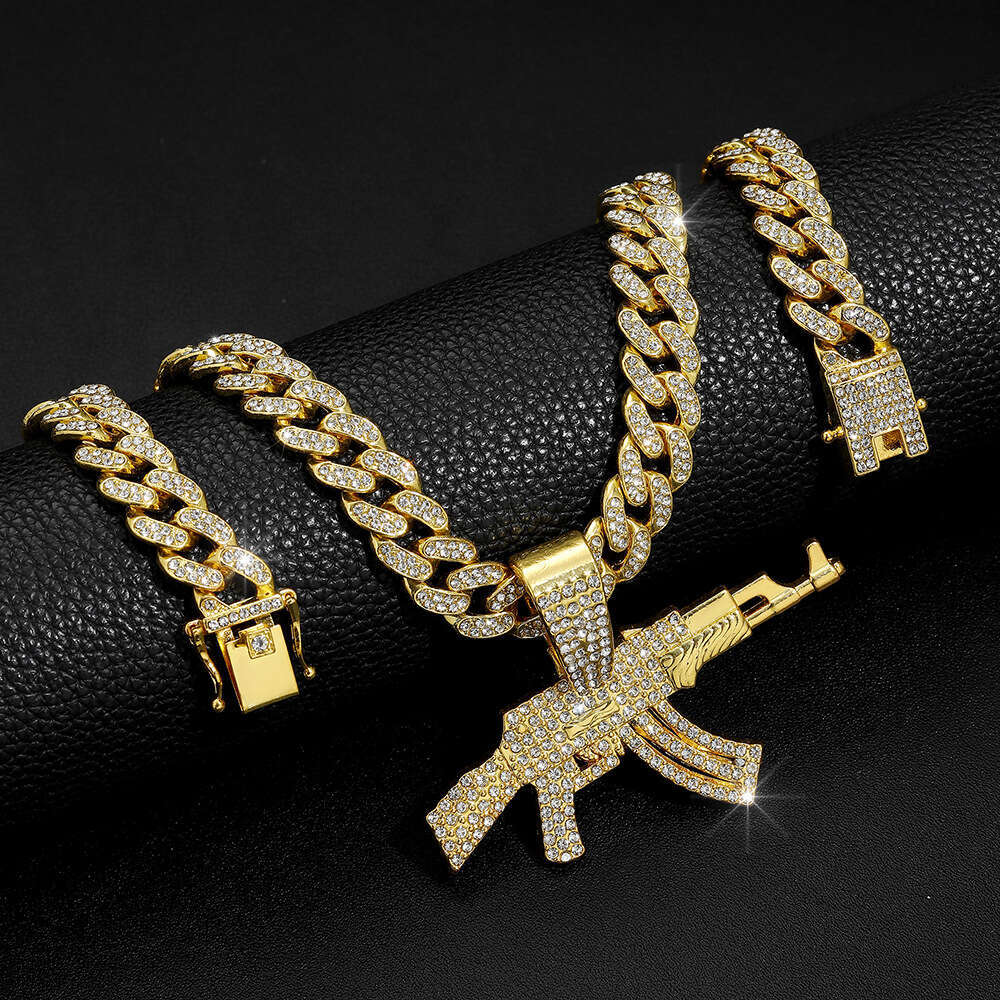Alloy game peripherals AK subhine gun Cuban firearms necklace men's hip-hop style sweater chain