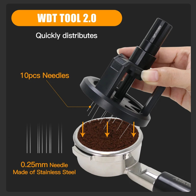 ALIKISSCAFE WDT Tools Rotary 51mm 54mm 58mm Espresso Stirrer Needle Distributor Magnetic Coffee Maker Accessories Barista Tools 250321