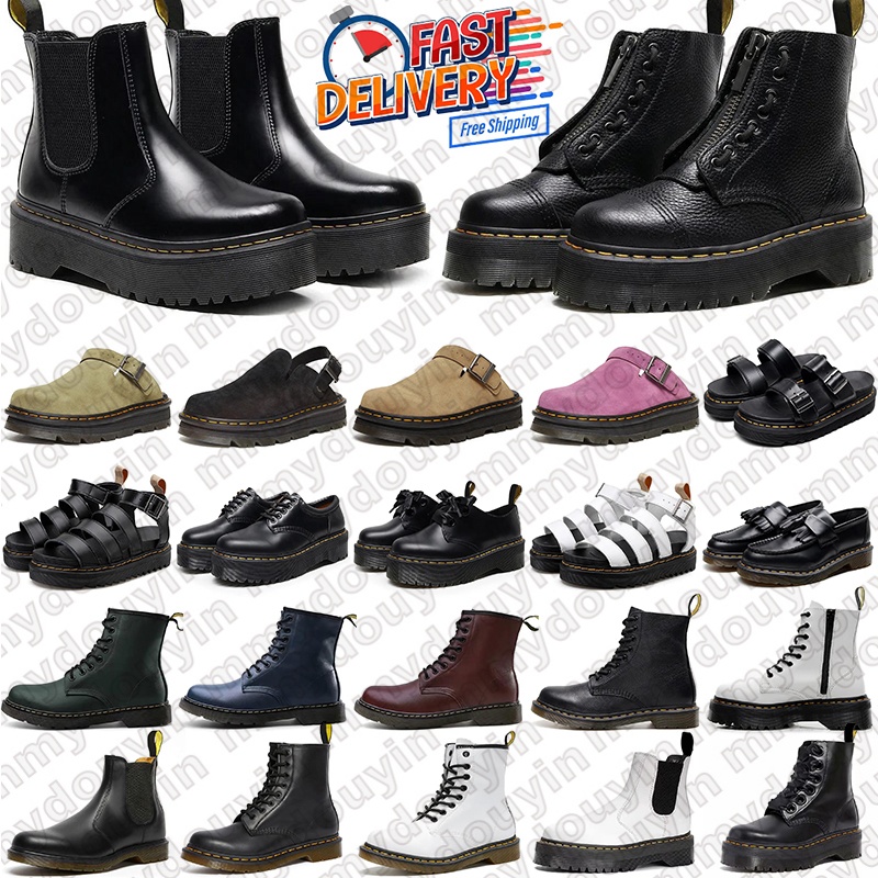 Free Shipping Designer Chunky Heel Ankle doc martins Boots durable sandals for men women Slip-On Mules Comfortable Anti-Slip Sole Vintage Streetwear Footwear Shoes