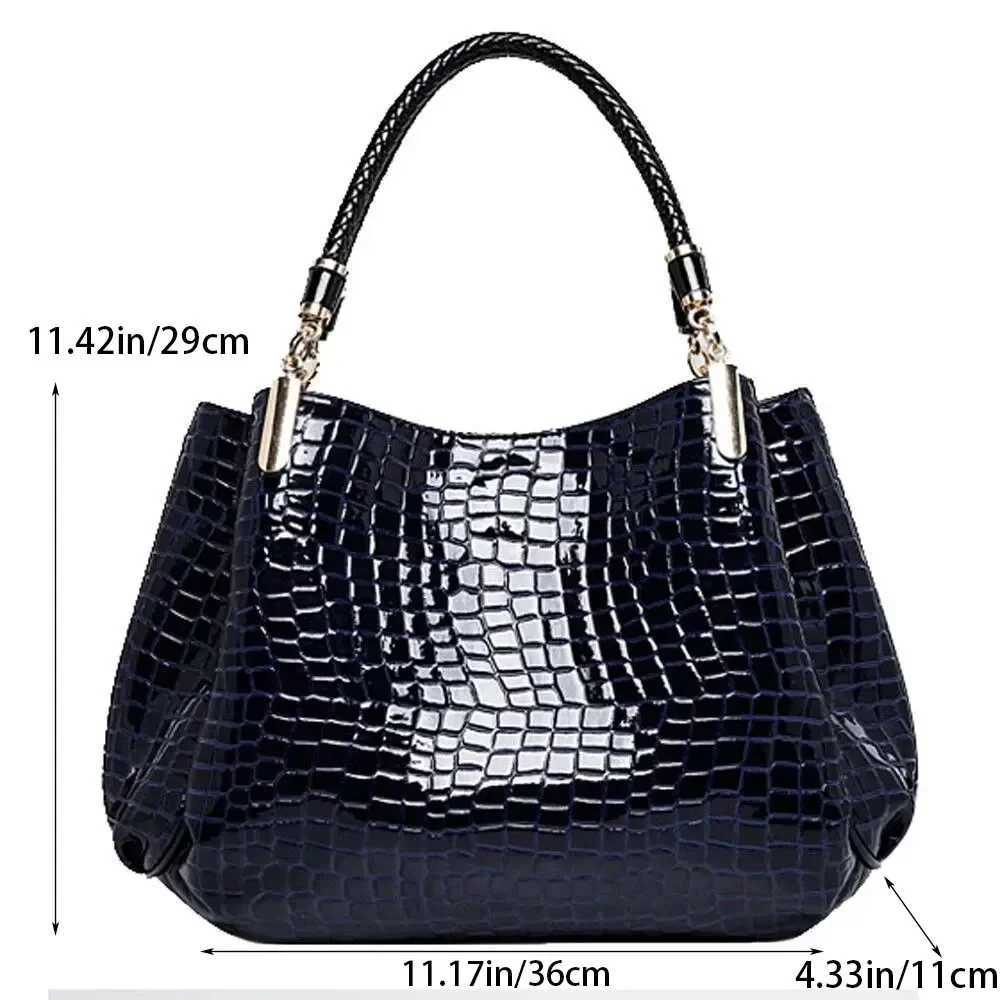 Womens Bag Large Capacity Tote Daily Commute Womens Shoulder Bag Crocodile Print Bright Face Handbag Shopping Womens Handbags Z250321