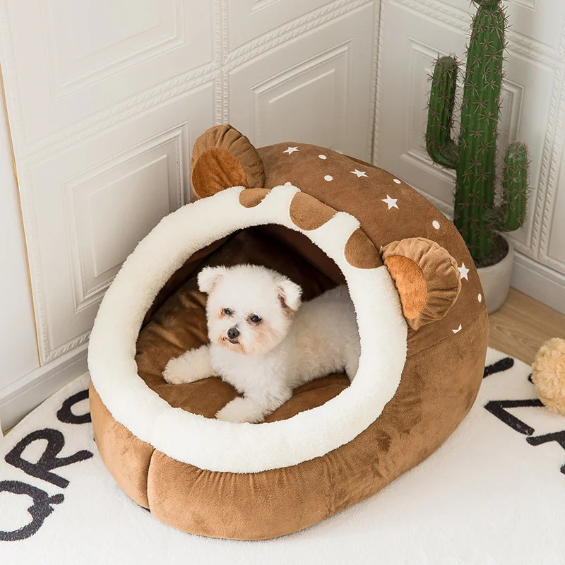 Cat Beds Furniture Winter Dog Bed Self-Warming Puppy House Cozy Cat Sleeping Tent Cave Beds Indoor Kitten Nest Kennel Hut for Small Medium Cats