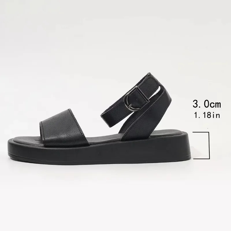 Summer Womens Sandals y Leather Fashion Square Open Lace Comfortable Block Heel Platform 250321BJ - view 7