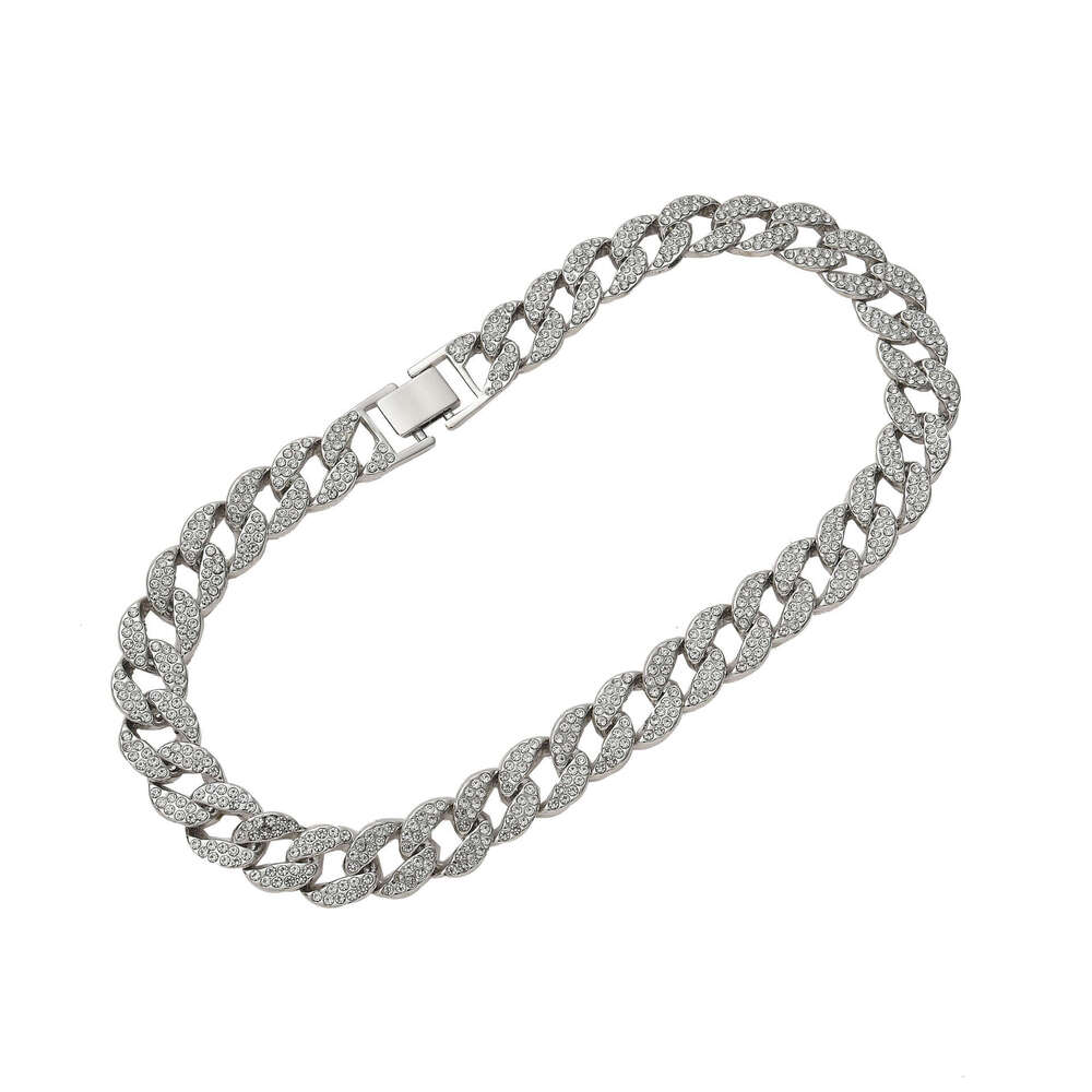 Alloy round gold hip-hop accessory, Cuban chain that won't fall off, dia ribbon, men's necklace