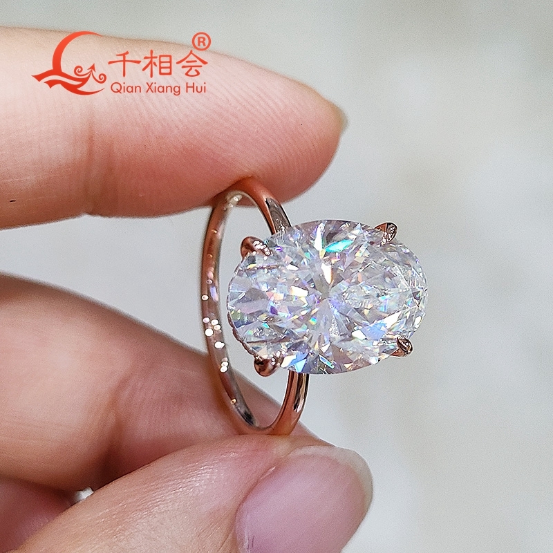 8ct 10*14mm oval Pigeon eggs ring D vvs white moissanite S925 Sterling Silver Jewelry wedding Ladies